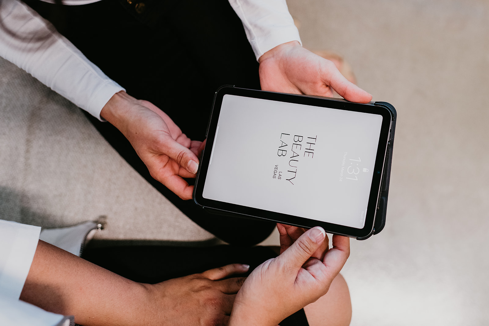 A treatment plan reviewed on a tablet during a consultation